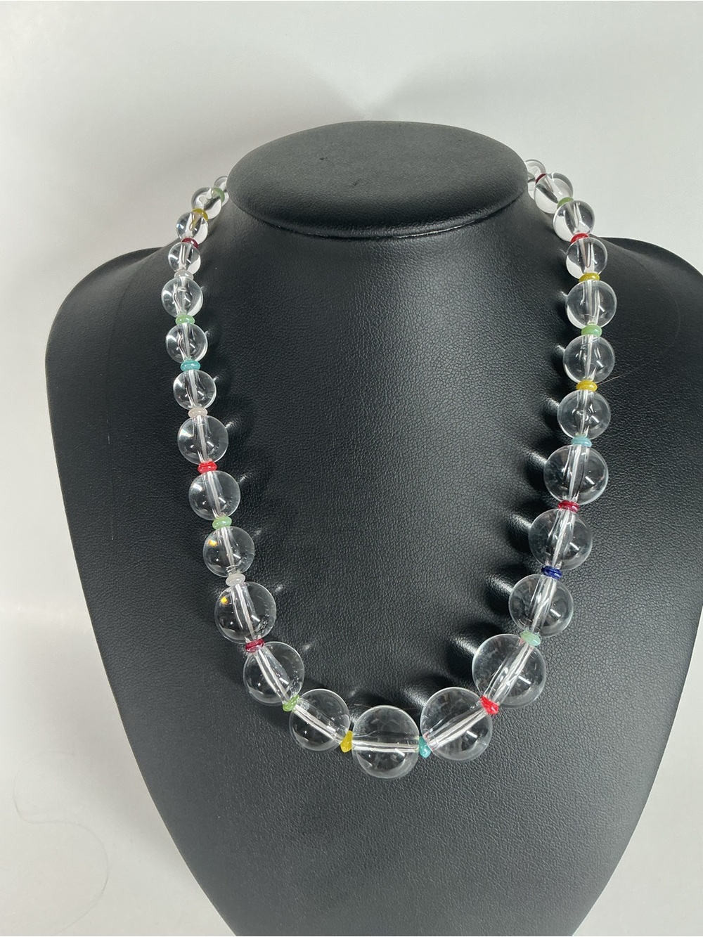 Clear Bead Necklace with Multicolor Spacer Accents - Women’s necklace